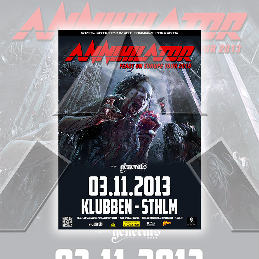 Annihilator ★ Stockholm Sweden 2013 (tour poster - 2 versions)