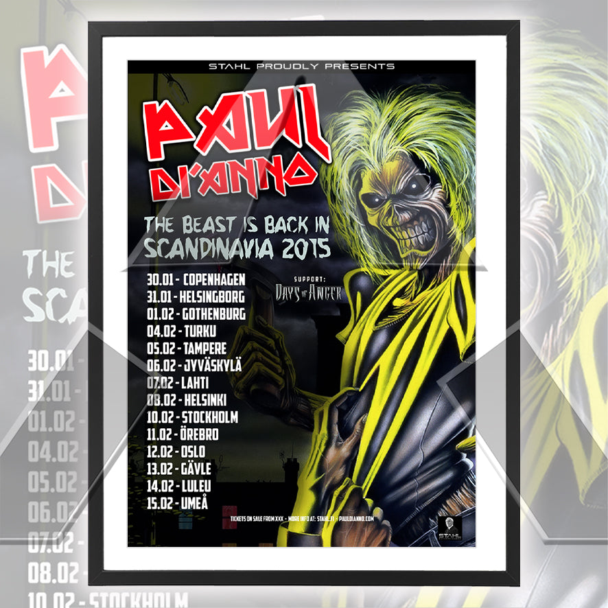 Paul Di'Anno ★ The Beast is Back in Scandinavia 2015 (tour poster)