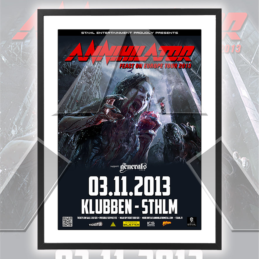Annihilator ★ Stockholm Sweden 2013 (tour poster)