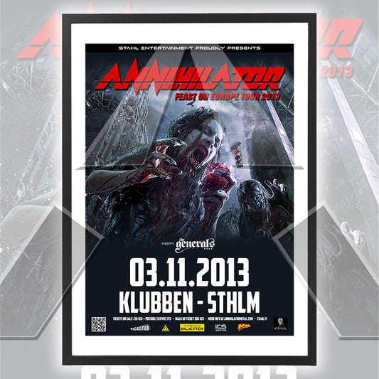 Annihilator ★ Stockholm Sweden 2013 (tour poster - 2 versions)